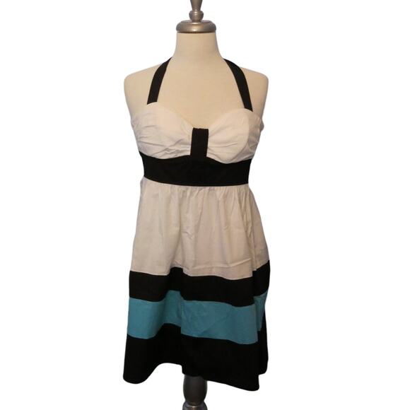TRIXXI  Halter Strapless Dress Size 5 Jr Black/Blue Summer Beach Party Vacation - Picture 1 of 5